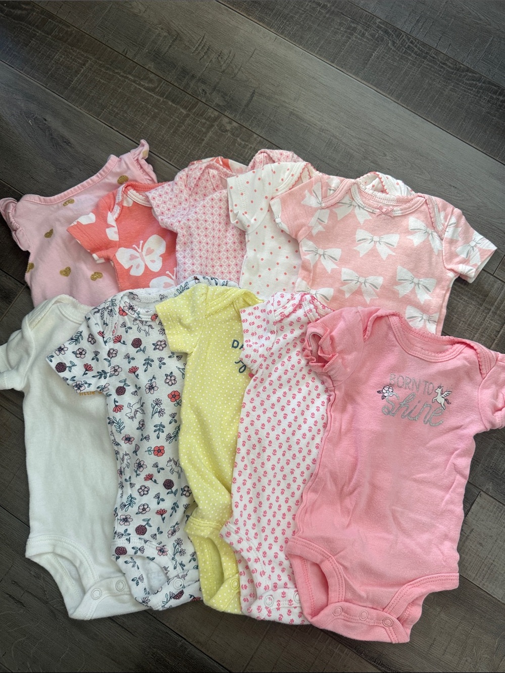 Carter's Baby Girls Pink & Pastel Short-Sleeve One-Piece Bodysuits - Mix